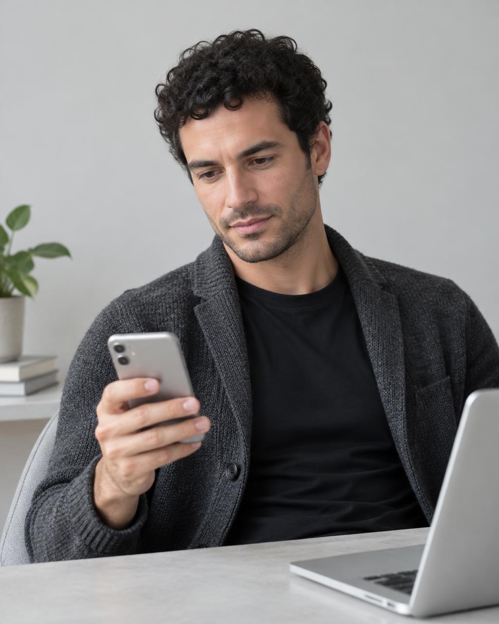 Ein Mann liest Nachrichten auf seinem Smartphone.